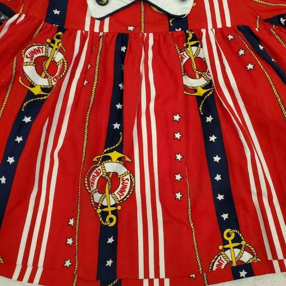Polly Flinders sailor Dress Sz 18 Months Hat Red Anchor‎ Stars Patriotic